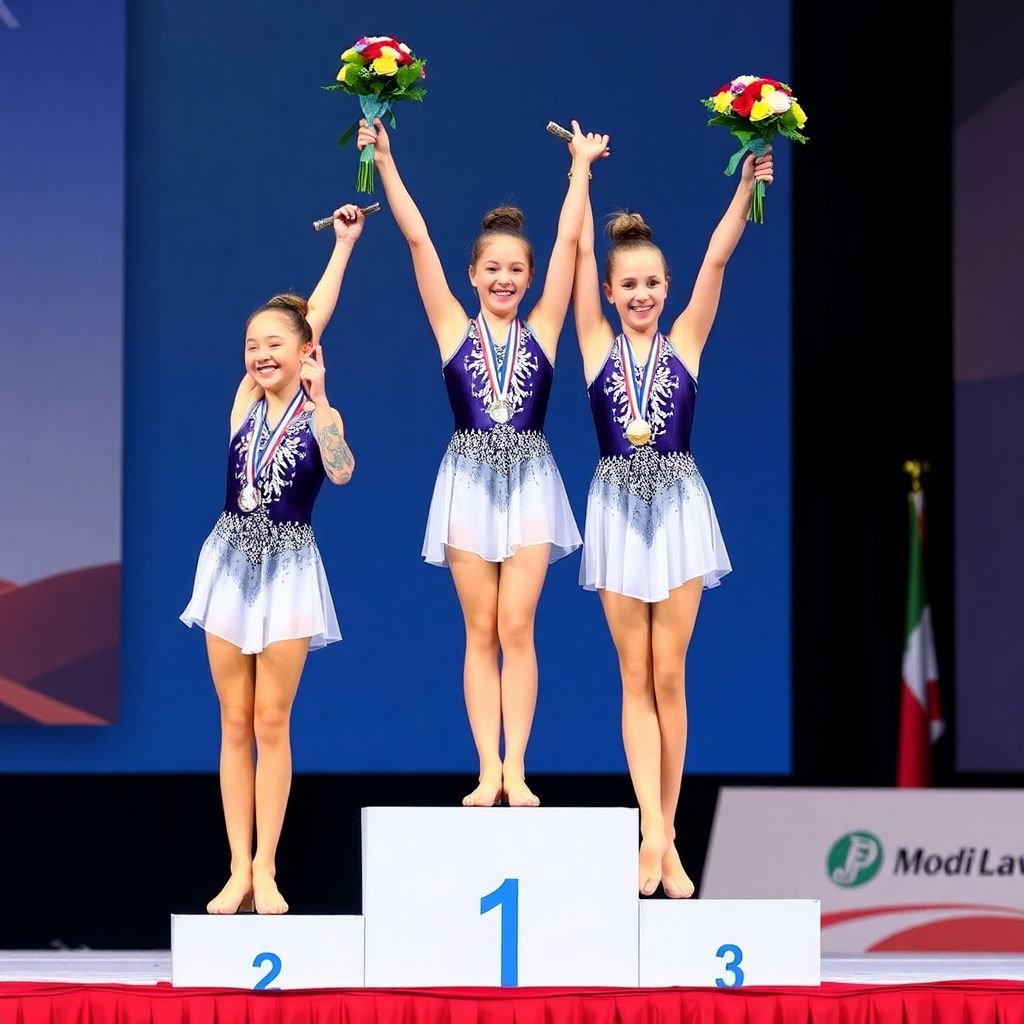 Фото триумфаторок чемпионата России: ученицы академии Алины Кабаевой на пьедестале